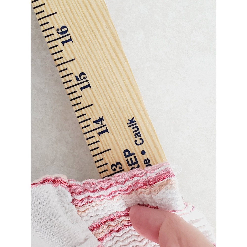 Angie Wide Leg Smocked Trousers Pink White Striped Boho Crochet Tiered Cotton M - Picture 11 of 11